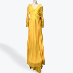 Elegant Yellow Lace Maternity Dress